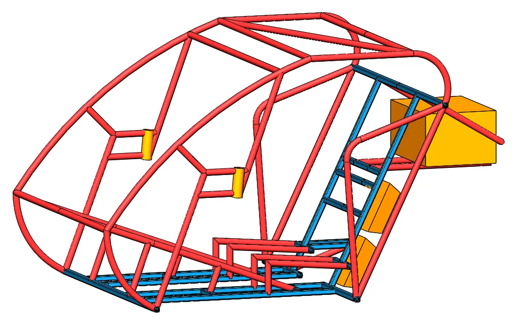 The Efficycle frame in CAD: the roll structure and the floor frame